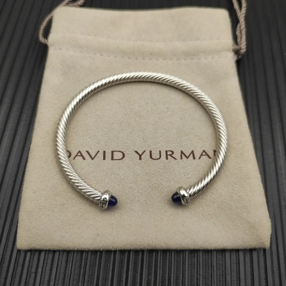 David Yurman 4mm Silver Sapphire Crystal Bracelet